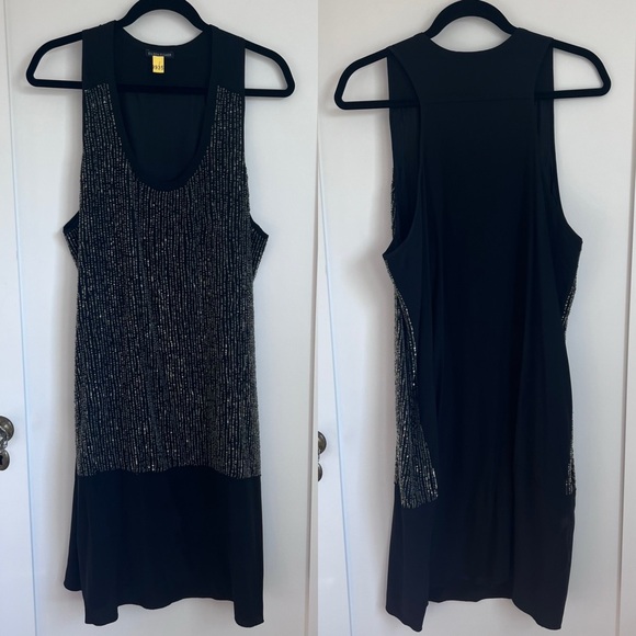 🪅Eileen Fisher Silk Rivulet Lined Beaded Black Silvee Sparkle Dress XL - Picture 8 of 8